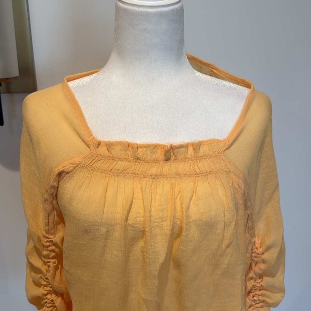 Zac & Rachel yellow blouse cinch sleeves Size Medium